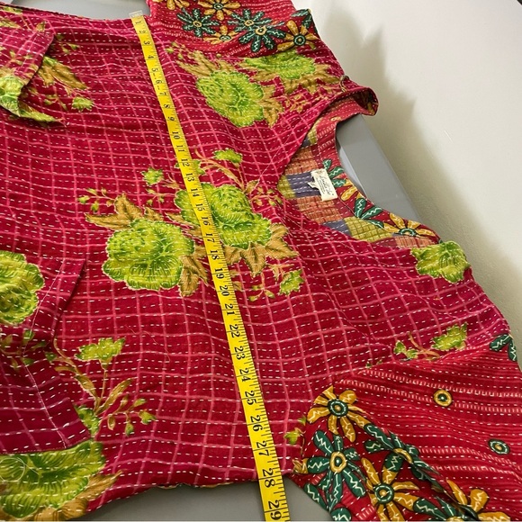 Kantha Bae Boho Hippie Quilted Floral Slouchy Above Knee Reversible Dress OS - Picture 8 of 11